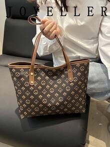 大容量女士通勤包，个性化手提包，2025新款精致小众单肩包，高品质女士包 - 咖啡 - 查看 2