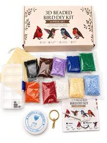 DIY 3D Beaded Bird Ornament Handmade Kit (4 Birds), Complete Beaded Materials + Step-By-Step Instructions, Healing Leisure Craft Material Pack, Creative Gift For Handmade Enthusiasts, Desktop Home Decor - Multicolor - View 14