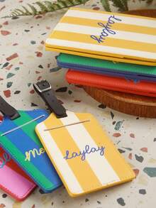 2pcs Set Customized Name Travel Passport Cover And Luggage Tag, RFID Anti-Theft, UV Printed Colorful Stripes, Travel Document Accessories, Travel Gift - Multicolor - View 9