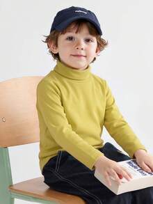Balabala Baby Long‑Sleeve T‑Shirt Soft‑Snug New Winter Base Layer Versatile Inner Top For Boys & Girls Daily Wear - Deep Khaki - View 3