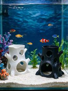 3D Printed White Tree Stump Hideout, Aquarium Fish And Shrimp Hiding Cave Shelter, Aquarium Decoration, Suitable For Betta Fish, Guppy, Tropical Fish And Shrimp, Provides Hiding And Breeding Space, Fish Tank Decor, Aquarium Landscape Ornament - A - View 10