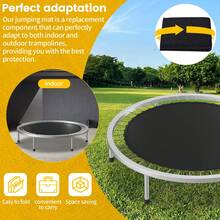 Black Replacement Trampoline Jumping Mat, Universal PP Bounce Mat With T‑Shaped Spring Puller Tool & V‑Hooks - 10FT - View 7