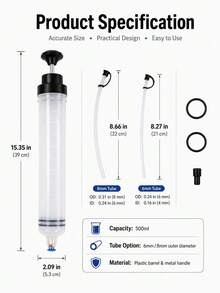 Dual Purpose Oil Suction & Refill Tool For Car & Motorcycle, Manual Fluid Extractor & Filler Syringe Pump, Hand Vacuum Pump For Motor Oil, Brake Fluid, Transmission Fluid, Coolant, Automotive Maintenance Repair Injection Tool - A - View 8