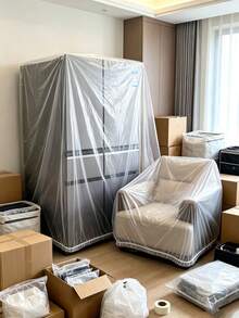 1 st dammskydd i plast för möbler, elastisk transparent skyddsfilm med slumpfärgad kant, lämpligt för soffa, matbord och TV-bänk, dammskydd för heminredning, skyddande möbelöverdrag för hushållet - Multifärgad - Visa 8