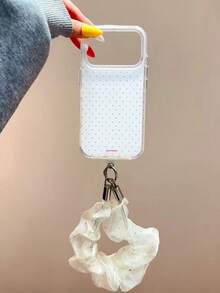 Wrinkled Silver Rope Pendant Compatible With Apple 17 Pro Max Phone Case, 16 New Model, 15 Pro, Women's 16 PM Full Coverage Protective Shell - White - View 1