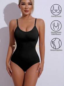 Shapewear Jumpsuit With Padded Bust, Tummy Control And Butt Lift, Ruched Bodycon Jumpsuit - Black - View 5