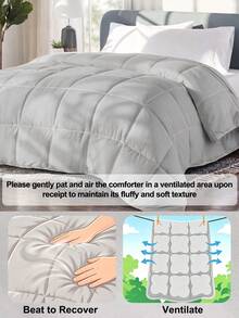 1pc Quilted Down Comforter, Ultra Soft Skin-Friendly, Grey Core, All-Season Use, Lightweight & Breathable, Down Alternative Bedding, Luxury Hotel Series Bedding, Student Dorm Essential, Room Decor, Winter Decoration - Grey - View 5