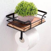 In Stock Solid Wood Wall-Mounted Toilet Paper Holder Bathroom Wooden Wall Shelf Paper Towel Storage Rack For Home - Multicolor - View 9