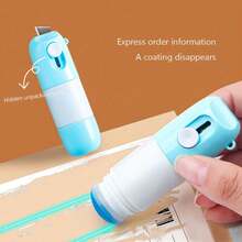 2-In-1 Portable Identity Cover Stamp Correction Tool, Includes Pen And Box Cutter, Pocket Size, Address Blocker, Identity Masking Tool, With Box Cutter, For Covering ID Address, Multi-Functional Reusable Tool, Packaging Labels, Bills, Office And Home Supplies - Multicolor - View 5