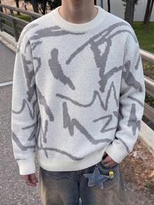 1 件 Tween Boy 休闲户外健身时尚街头装纹理厚实保暖针织毛衣，秋冬款 - 灰色 - 查看 7