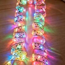 1pc 2/5/10m Outdoor Garden Battery Box Ribbon String Lights Warm/Colorful Lights Birthday Party Christmas Tree Halloween Decoration New Year Holiday Indoor String Lights Autumn Home Decor Wedding Anniversary Gift Surprise - Battery Box Christmas Ribbon - View 5
