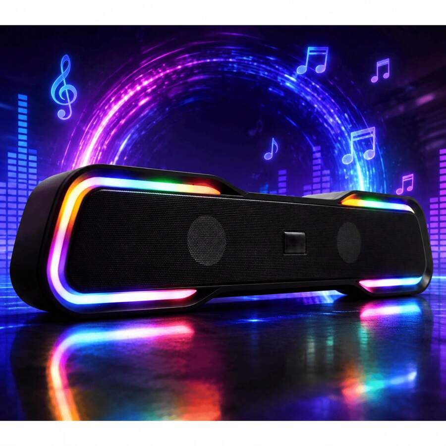Bocina Bluetooth Portátil con Luces RGB Multicolor, Altavoz Inalámbrico con Sonido Potente y Graves Claros, Diseño Moderno para Fiestas, Karaoke, Reuniones con Amigos, Hogar y Viajes, Conexión Estable y Batería Recargable para Disfrutar tu Música Favorita en Cualquier Lugar