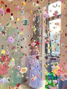 1 Set Embossed Realistic Floral Curtain, Includes Creative Photography Prop Decoration, Suitable For Indoor/Outdoor Floral Curtain And Romantic Wedding Scene Arrangement, Size 3-10cm, Random Size - Multicolor - View 4