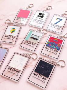 9pcs Classic Single Theme Acrylic Keychains, Classic Single Stamp Style Keychain Set, B-T-S, K-Pop Friendship Bag Charm, Tour Merchandise, Concert Essential, Tour Must-Have, Fan Support Item, Fan Freebies, Perfect Decoration For Concert Bag. Perfect Gift For ARMY Fans, Party Favor, Phone Charm. - 9pcs - View 2
