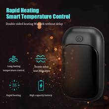 Portable Material Dual Hand Warmer, Magnetic Detachable Design, 2-In-1 Double Warmth, 3 Adjustable Levels, Minimalist Style, Sold Individually Or In Pairs, Winter Warmth, Black/Pink/White, 3 Colors Available, Battery Capacity: 2000mAh - Multicolor - View 4