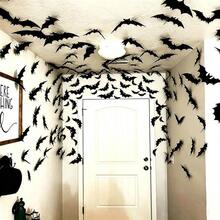 Halloween 3D Bat Wall Decor, Reusable! Scary Decoration, 4 Sizes Halloween Decoration Suitable For Halloween Party Trick Or Treat And Home Decor, Room Decoration. - View 2