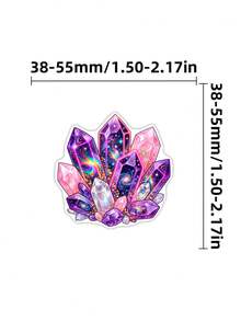 50Pcs Neon Positive Affirmation Stickers, Holographic Cosmic Art, Motivational Quote & Crystal Motif, Waterproof Vinyl Stickers, For Water Bottle, Laptop, Journal Scrapbook Decor - Multicolor - View 6