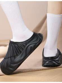 Men's Winter Warm Slippers, Thick Anti-Slip Lining, Lightweight EVA Indoor/Outdoor Home Casual Shoes - Black - View 3