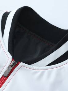 Vintage F1 Racing Print Stand Collar Jacket Men's Motorcycle Style Casual Outerwear, Men's Vintage Motorcycle Racing Print Stand Collar Jacket, Spring/Autumn Vintage Motorcycle Casual Jacket - Red - View 3