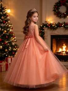 Tween Girl Formal Dress, Wedding Gown, Princess Dress, Flower Girl, Birthday Party, Holiday Party, Hostess, Piano Performance, Evening Gown - Pink - View 2