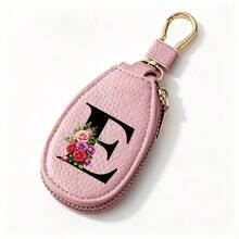 Black Letters A-Z Car Key Protection Cover PU Key Bag Mini Car Key Bag Key Ring Wallet Zipper Charter Keychain Male And Female Universal Key Ring Gift - Multicolor - View 15