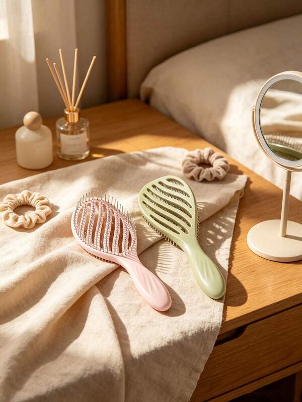 1PC/4PCSHollow Out Ventilated Detangling Hair Brush, Ergonomic Handle Scalp Massage Comb, Anti‑Snag Pins For Wet & Dry Hair, Smooth Tangled Hair, Quick Drying Styling Hair Comb For All Hair Types, Daily Home Travel Hair Care Accessory For Women Girls