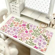Cute Floral Pattern Leather Gaming Mouse Pad Large Desk Mat Non-Slip Leather Material, Perfect For Office And Home Use, Ideal Gift For Boyfriend/Girlfriend, 35.4X15.7 Inches Desk Mat And Mouse Pad Set Large Mouse Pads For Desk Back To School - View 3