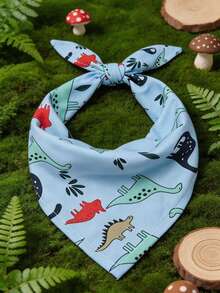 Blue Polyester Dinosaur Print Pet Bandana, Also Functions As Drool Bib, Suitable For Happy Puppies, Fits Small To Medium Cats And Dogs (Bichon, Teddy), Suitable For Year-Round Indoor Or Outdoor Play, Not Suitable For Large Dogs - Blue - View 10