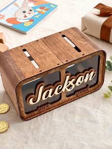 Personalized Name Piggy Bank, Customized Acrylic Savings Box With Transparent Window, Creative Coin Storage Pig-Shaped Money Box, Suitable As Decorative Gift For Children And Adults - Multicolor - View 4