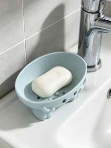 1pc Cute Cartoon Soap Dish, Wheat Straw Non-Slip Soap Holder, Cute 3D Smiling Face Hand-Shaped Figurine Storage Tray, Suitable For Bathroom Sink Countertop Bathroom Decor - Multiple Styles - View 7