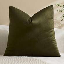 1pc/2pcs Olive Green Velvet Solid Color Decorative Pillow Case (Pillow Insert Not Included), Square Cushion Cover, Holiday Home Pillow Decor, Soft Comfortable Fabric, Modern Decorative Sofa, Home Bedroom, Dorm Use - Olive Green - View 14