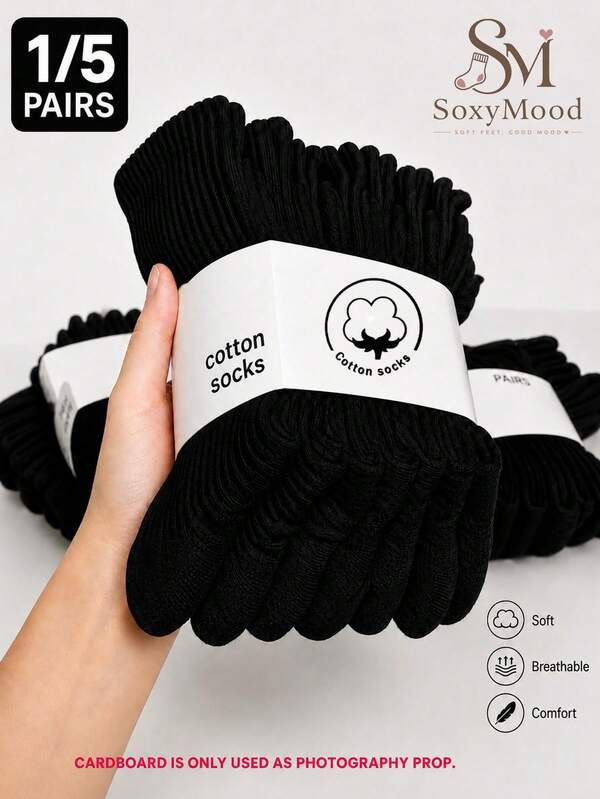 1/5 Pasang Kaos Kaki Katun Minimalis Warna Polos untuk Pria, Lembut dan Ramah Kulit, Nyaman Dipakai, Menyerap Keringat dan Bernapas, Cocok untuk Pemakaian Sehari-hari, Lari dan Olahraga, Kaos Kaki Katun Setengah Betis untuk Pria, Dapat Dipakai Bersama, Kaos Kaki Katun Serbaguna Unisex, Cocok untuk Musim Kembali ke Sekolah bagi Pelajar