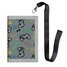 1pc Cool Cartoon Game Console Trifold Wallet, Neck Hanging Wallet, Gift For Boys And Girls, Suitable For Daily Use - Grey - View 3