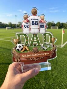 1pc Personalized Baseball Family MVP Dad Plaque, Custom Text Desk Ornament, Sports Themed Keepsake Decor, Unique Father's Day Birthday Gift From Kids For Baseball Loving Dad, Home Office Tabletop Display Decoration - Multicolor - View 3