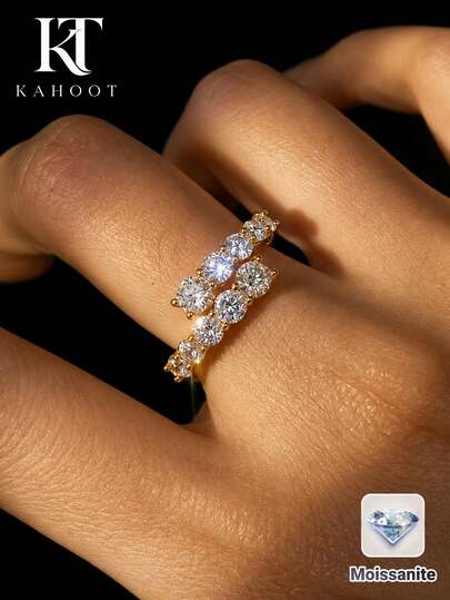 A 925 Sterling Silver Ring With A 3.36-Carat Moissanite, Adjustable Opening Design, Unisex Style, Simple And Elegant.