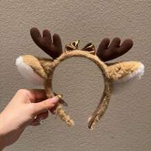 1pc Christmas Cartoon Deer Horn Headband Hair Clip Hair Hoop Forest Fairy Hair Accessory Cute Cartoon Headband For Women, Suitable For Halloween Theme Costume, Holiday Party, Daily Wear, And Beach Vacation Accessory. Essential Hair Accessory For Women - A - View 3