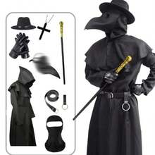 Black Plague Doctor Bird Beak Mask, Steampunk Halloween Cosplay Costume Accessory - View 5