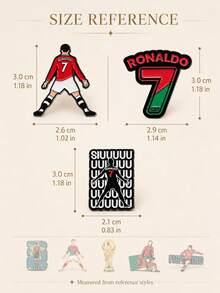 FIFA 8/4/1pc Cristiano Ronaldo Football Enamel Pin Set, World Cup Trophy Brooch Metal Badges For Backpack, Jacket, Lapel, Clothing, Soccer Fan Gift - Multicolor - View 3