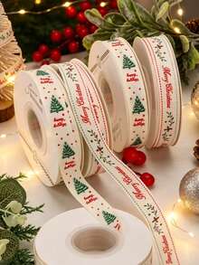 25mm Christmas Decorative Ribbon, Polyester Satin Decorative Tape, Suitable For Gift Box Packaging, Bows, Gift Wrapping, Bouquet Wrapping, DIY Handmade Decoration, Merry Christmas Gift Wrapping - Multicolor - View 2