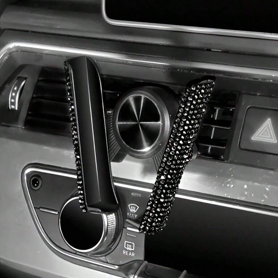 1pc Shiny Rhinestone Car Phone Holder Mini Air Vent Auto Clip 360° Adjustable Universal Style Women Girls Car Accessories