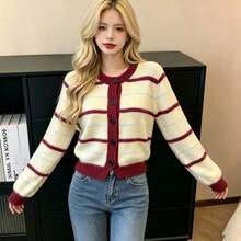 Women Sweaters - Red and White - View 2