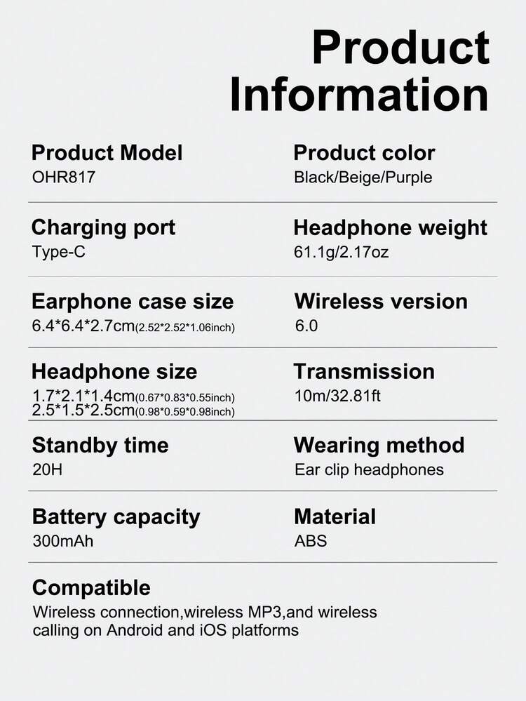 Earbud Bluetooth Nirkabel Jepit Acer OHR817, Chip Unggulan Nirkabel 6.0 dengan Performa Unggul, Diafragma untuk Suara Berkualitas Tinggi, Kompatibel dengan Sistem Android/IOS - View 11