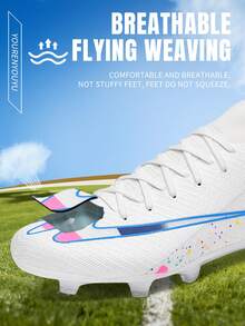 STARNOVO 1 Pair AG Children's Football Shoes, Seamless Knit Design, Fashionable & Breathable, Suitable For Daily Football Training And Matches - White - View 14