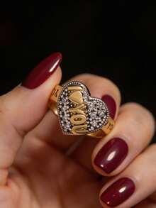 1pc Retro Style Fashion Simple Ring Vintage Bohemian Style Irregular Heart Design Fashionable All Match Simple Ring - Gold - View 2