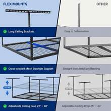 4x8 Ft Garage Ceiling Storage Rack, White |   Weight Capacity 750 Pounds, 22-40inch Adjustable Storage System, Heavy-Duty Metal Roof Rack, Classic Series - White - View 5
