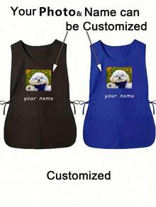 1pc Customized Dust-Proof Apron, Personalized Photo Customized Hairdresser Apron, Customized Kitchen Cooking Apron, 2 Pockets Quick-Dry Apron, Suitable For Home Men And Women, Modern Polyester Oil-Resistant Apron, Quick-Dry, Solid Color, Kitchen And Home Use - Multicolor - View 6