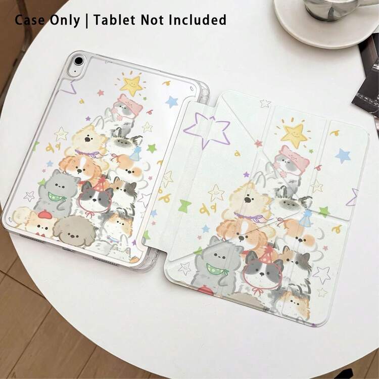 Cute Dogs, Stars And Other Pattern Painted Effect Tablet Protective Case With Stand, Suitable For Honor 8/9/10/X8/X8A/X9/X8Pro/X9Pro, MatePad Se 11 Inch/MatePad 11 Inch/11.5 Inch, MatePad Pro, Apple 10th/11th Gen 2025 (A16), Galaxy Tab A7/A9 And Other Popular Models - Style 9 - View 3