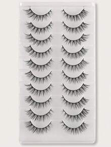 10 Pairs False Eyelashes 3D Fluffy Soft Crisscross Reusable For Festival, Party, Daily Wear No Irritating Glue - Black - View 8