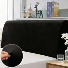Headboard Cover, Extra Large Headboard Cover, Velvet Full Stretch Headboard Protector, Suitable For Extra Large/Double Bed, White Headboard Cover - Black - View 2