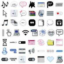 50pcs Vintage Computer Icon Symbols Stickers, Creative Decor For Mirror, Storage Box, Tablet School Supplies - Multicolor - View 4